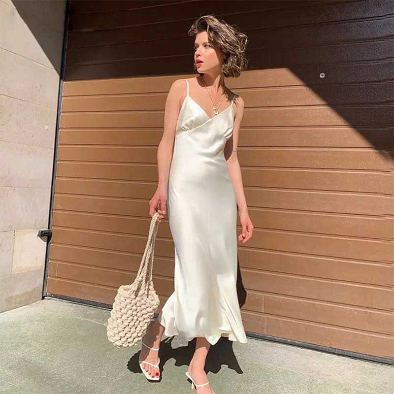 Siren Silk-Satin Cowl Neck Slip Dress