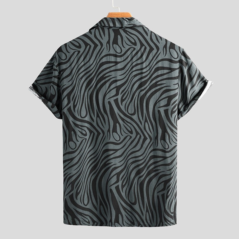 The Striated-Apex" Shirt with Architectural Zebra-Inlay & Urban-Flow Shell