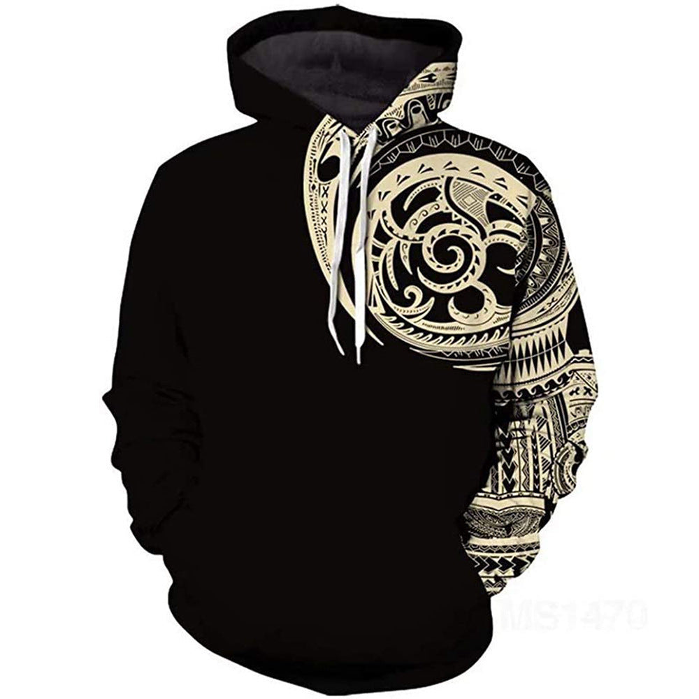 Polynesian-Vanguard Statement-Pullover with High-Density Geometric-Grid & Sculptural Hood