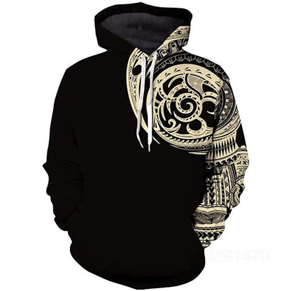 Polynesian-Vanguard Statement-Pullover with High-Density Geometric-Grid & Sculptural Hood