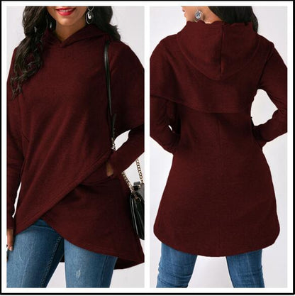 Cipher Shadow Batwing Pullover with Geometric Overlap Detail