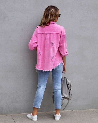 The Ultimate Weekend Shacket: Ripped Utility Shirt Jacket