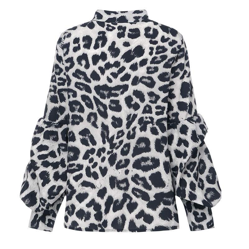 Bold Leopard Print Button-Up with Dramatic Balloon Sleeves
