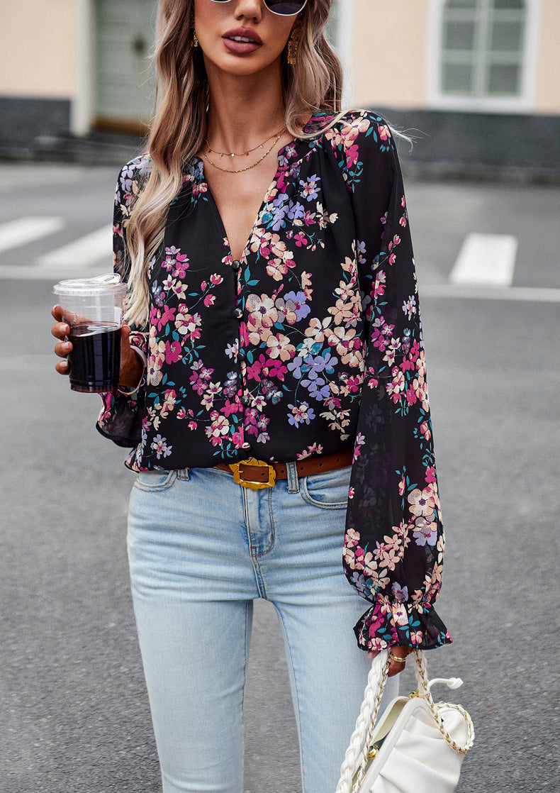 Boho Bloom Flare Sleeve Shirt