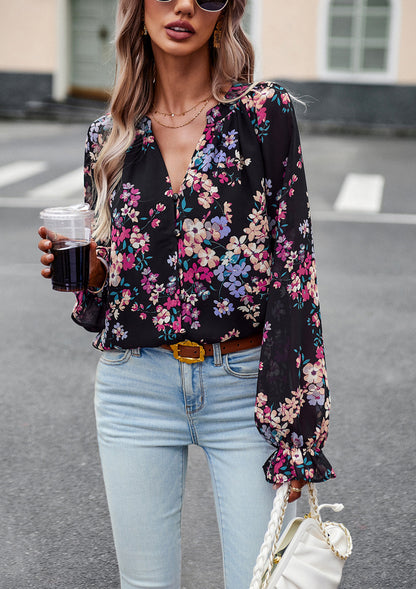 Boho Bloom Flare Sleeve Shirt