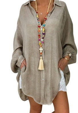 Breezy Summer Loungewear Blouse with Side Pockets