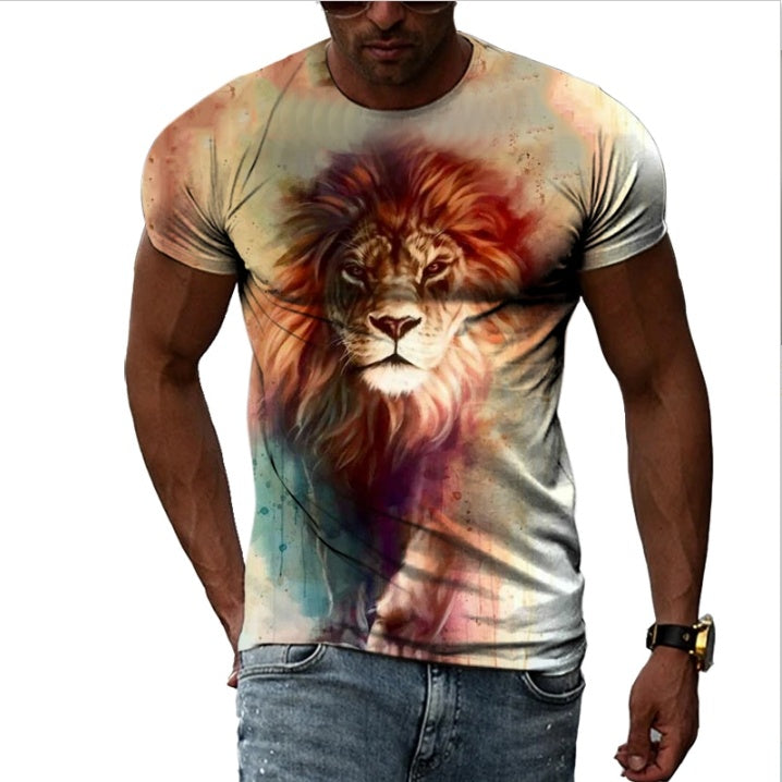 The Apex-Lion Tee with Architectural Portrait-Inlay & Urban-Muscle Fit