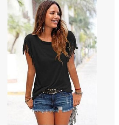 Tassel Detail Short Sleeve Summer Top