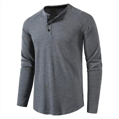 Textural-Anchor Performance-Henley with High-Density Honeycomb-Weave & Urban-Fit