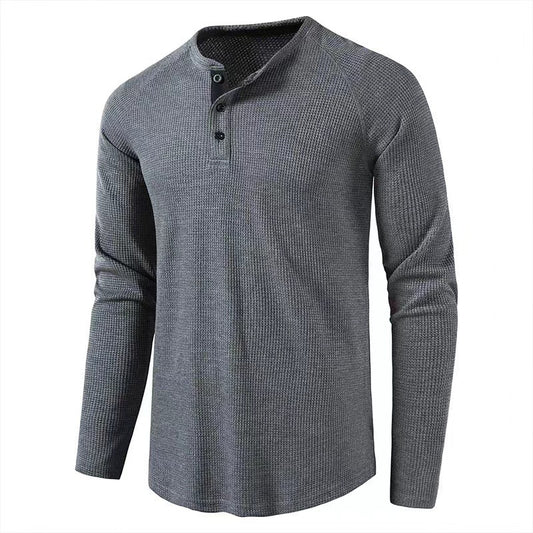Textural-Anchor Performance-Henley with High-Density Honeycomb-Weave & Urban-Fit