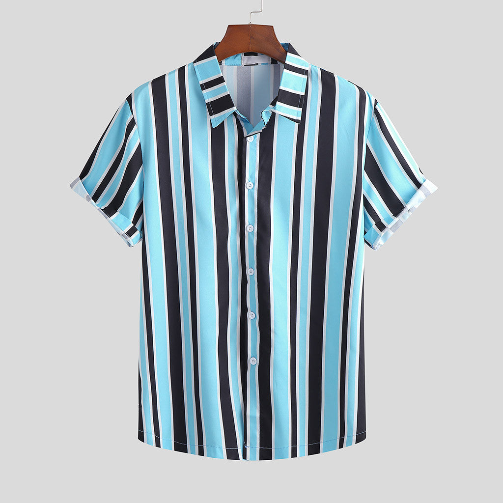 Crescent-Velocity Resort-Shirt in "Breathable-Sateen" with Integrated Kinetic-Stripes