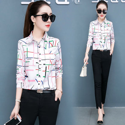 Modern Abstract Pattern Long Sleeve Office Shirt