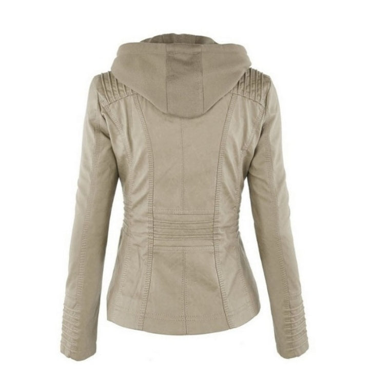 Urban Outlaw Cropped Biker in Soft-Touch Faux-Grain with Detachable Layering