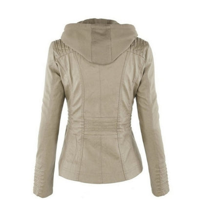 Urban Outlaw Cropped Biker in Soft-Touch Faux-Grain with Detachable Layering