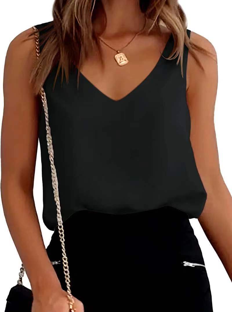 Sleek Silhouette Loose-Fit Satin Tank