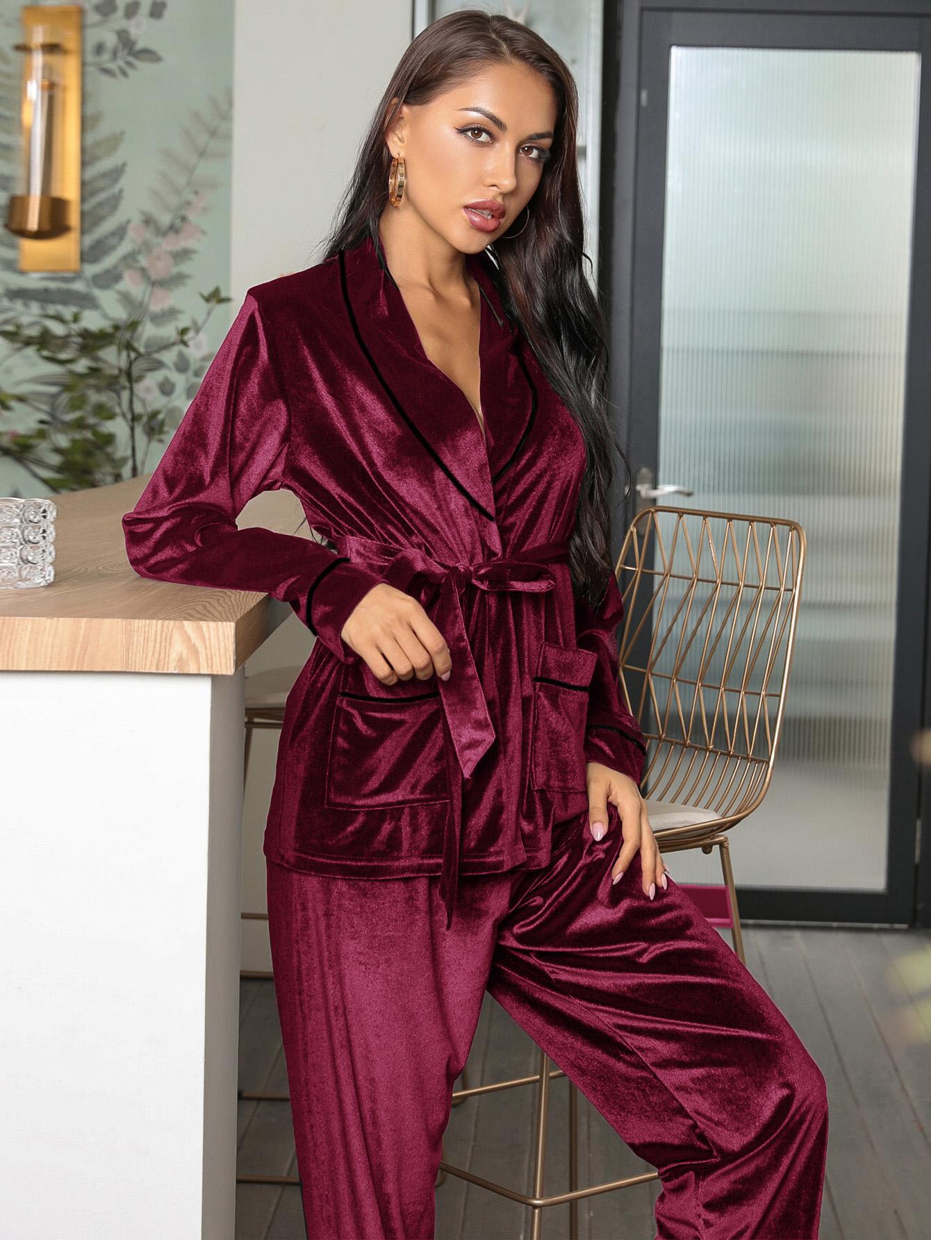 The Velvet-Sanctuary Robe-Suit with Sculptural Shawl-Collar & Heavy-Lustre Finish