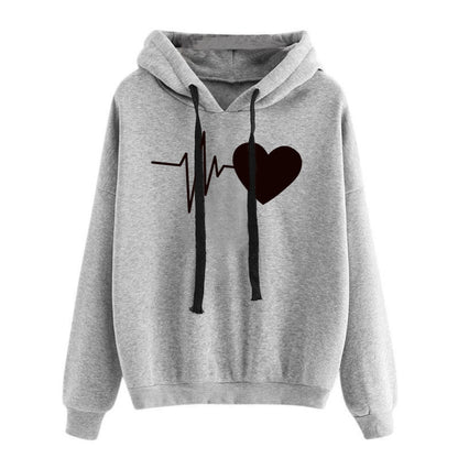 Heartbeat Graphic Hoodie | Women’s Casual Heart Print Sweatshirt