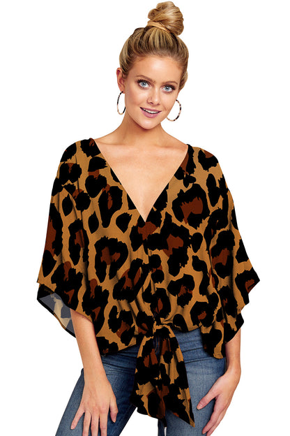 Sultry Batwing Sleeve Tunic with Front Tie Accent