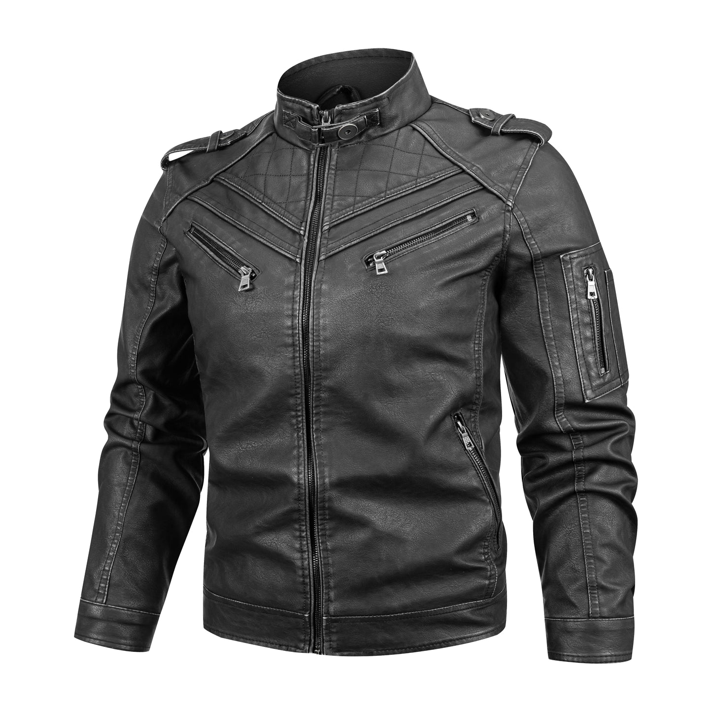 Vanguard-Biker Statement-Outerwear with High-Density Tactical-Paneling & Sculptural Collar