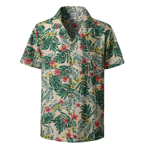 The Fern-Mosaic Shirt with Architectural Botanical-Inlay & Urban-Flow Shell