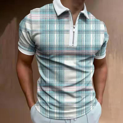 The Tactical-Mosaic Polo with Architectural Silver-Zip & Contrast Stay-Collar