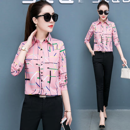 Modern Abstract Pattern Long Sleeve Office Shirt