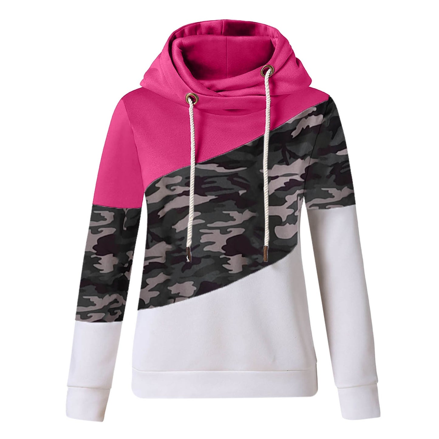 Sophisticated Triple-Tone Sweatshirt with Oversized Drape Collar