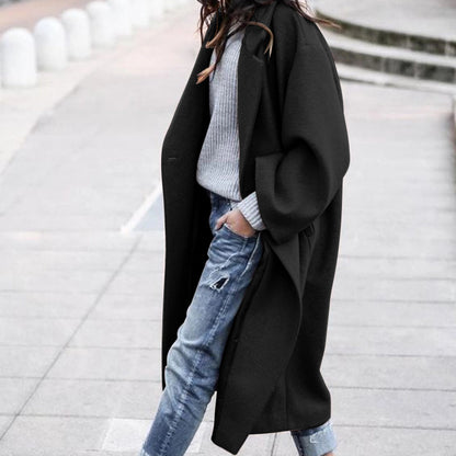 Premium Longline Wool-Look Coat | Elegant Single-Breasted Jacket