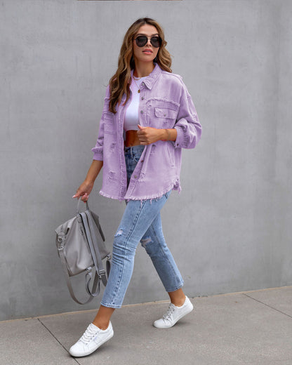 The Ultimate Weekend Shacket: Ripped Utility Shirt Jacket