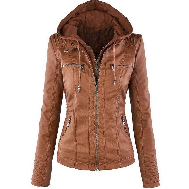 Urban Outlaw Cropped Biker in Soft-Touch Faux-Grain with Detachable Layering