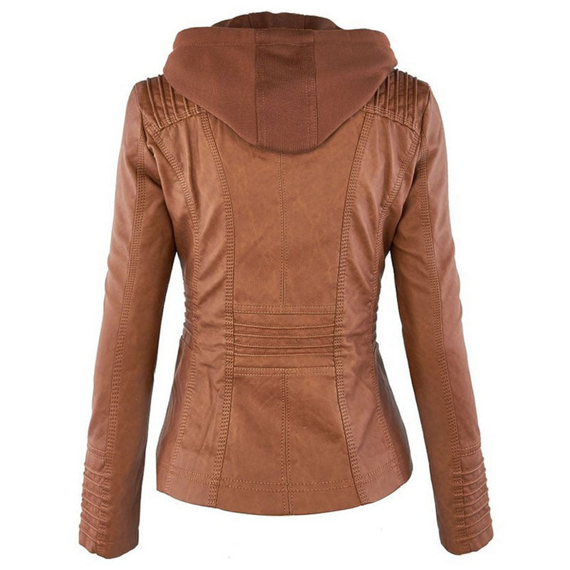Urban Outlaw Cropped Biker in Soft-Touch Faux-Grain with Detachable Layering