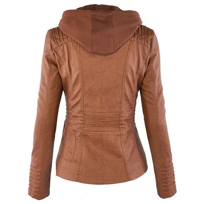 Urban Outlaw Cropped Biker in Soft-Touch Faux-Grain with Detachable Layering