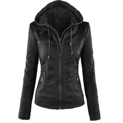 Urban Outlaw Cropped Biker in Soft-Touch Faux-Grain with Detachable Layering