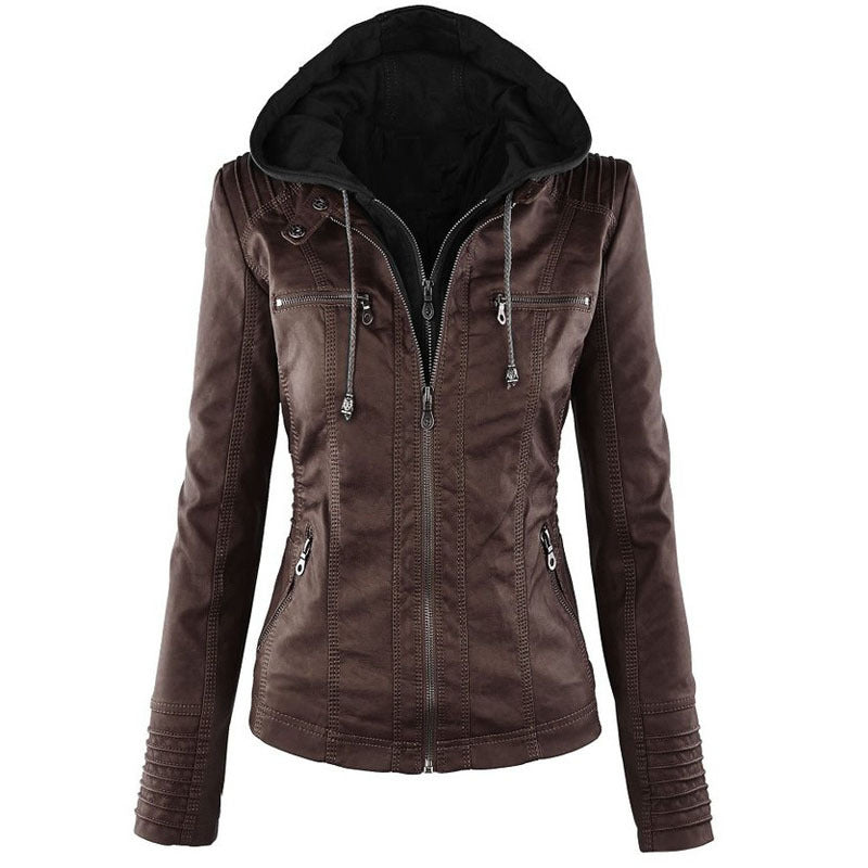 Urban Outlaw Cropped Biker in Soft-Touch Faux-Grain with Detachable Layering