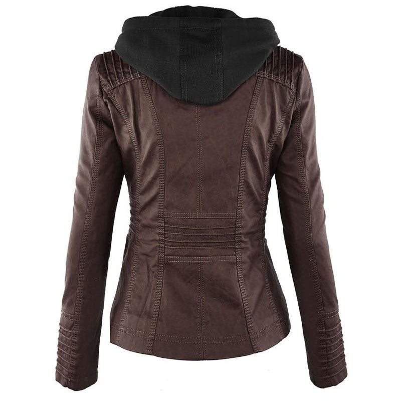 Urban Outlaw Cropped Biker in Soft-Touch Faux-Grain with Detachable Layering