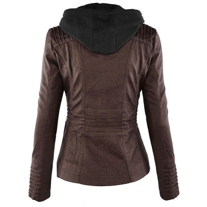 Urban Outlaw Cropped Biker in Soft-Touch Faux-Grain with Detachable Layering