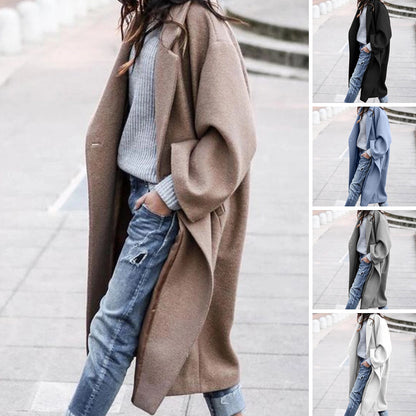 Premium Longline Wool-Look Coat | Elegant Single-Breasted Jacket