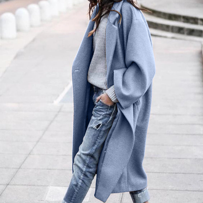 Premium Longline Wool-Look Coat | Elegant Single-Breasted Jacket