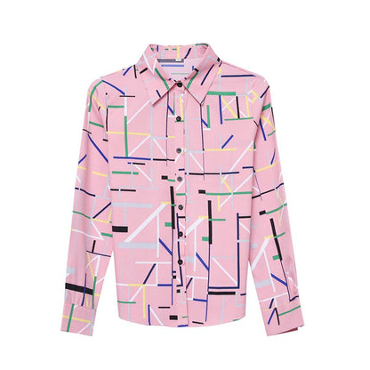 Modern Abstract Pattern Long Sleeve Office Shirt