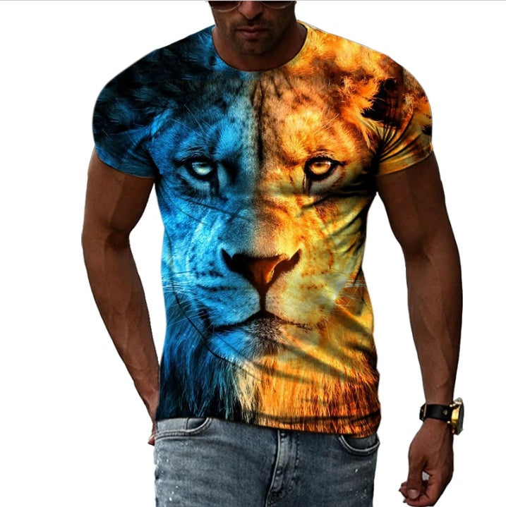 The Apex-Lion Tee with Architectural Portrait-Inlay & Urban-Muscle Fit
