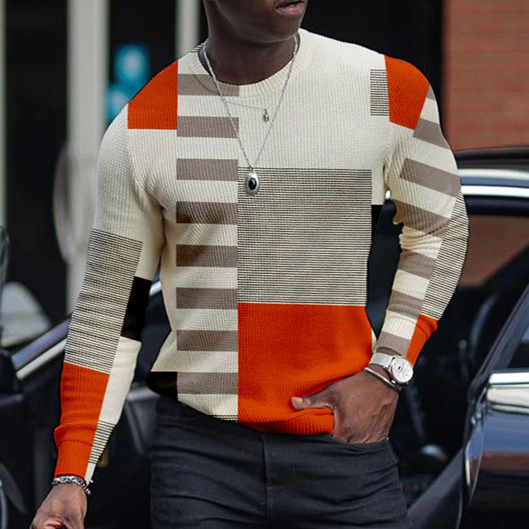 The Ombre-Monolith Waffle-Knit Pullover with Architectural Gradient-Flow