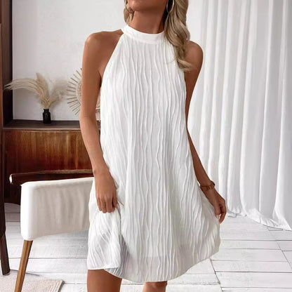 Lyra Crinkled Halterneck Mini Dress