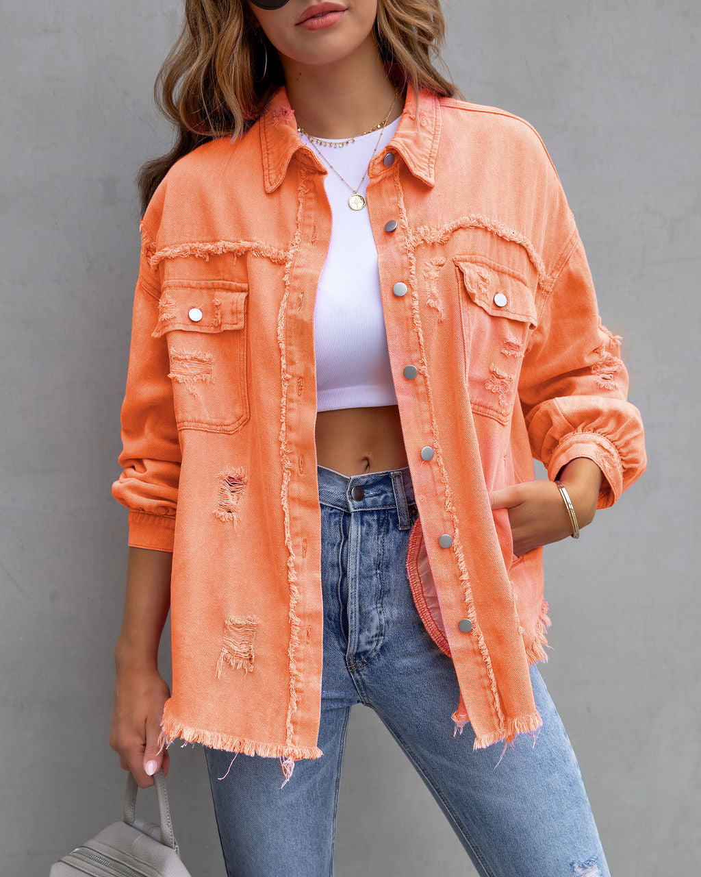 The Ultimate Weekend Shacket: Ripped Utility Shirt Jacket