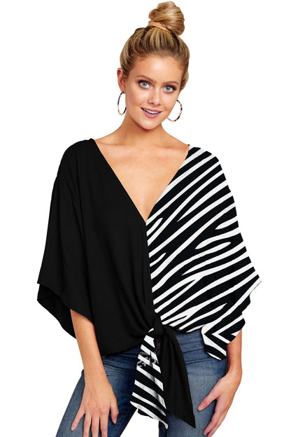 Sultry Batwing Sleeve Tunic with Front Tie Accent