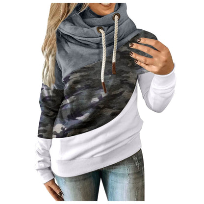Sophisticated Triple-Tone Sweatshirt with Oversized Drape Collar