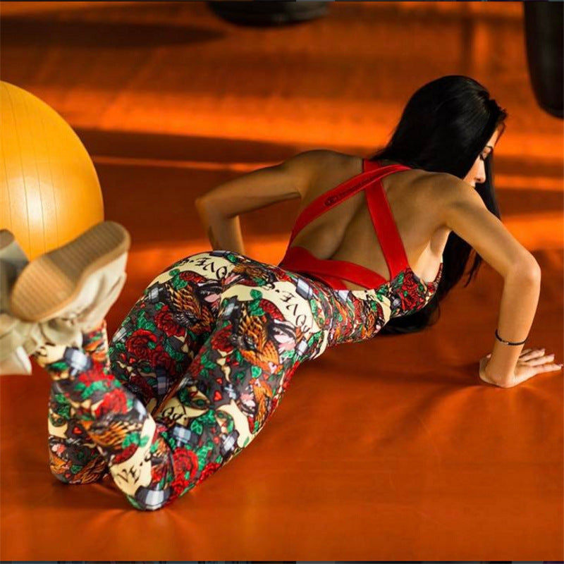 Tattoo-Garden Bodysuit with High-Impact Chromatic Contrast