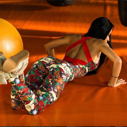 Tattoo-Garden Bodysuit with High-Impact Chromatic Contrast