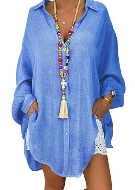 Breezy Summer Loungewear Blouse with Side Pockets