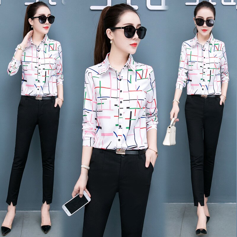 Modern Abstract Pattern Long Sleeve Office Shirt