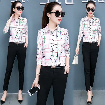 Modern Abstract Pattern Long Sleeve Office Shirt